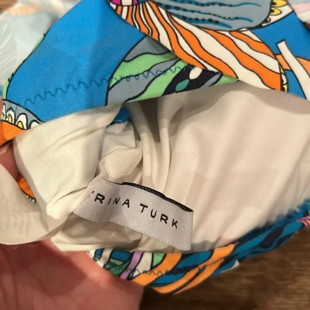 TRINA TURK Women's Off The Shoulder Ruffle Bandeau Swimsuit Top 8 medium